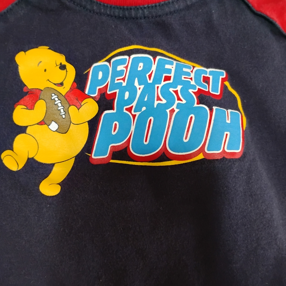Vintage Disney Kids Navy Red Yellow Winnie the Pooh 'Perfect Pass Romper